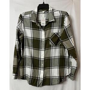 NWT Lucky Brand Womens‎ Long Sleeve Button Plaid Top Shirt Blouse Size Large
